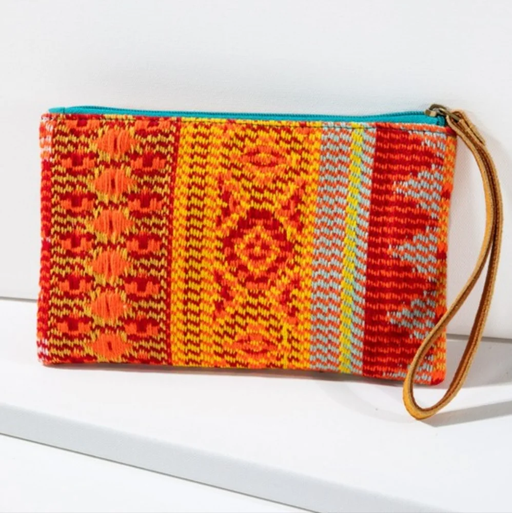 Handmade Hand Beaded Clutch - Ethnic Navajo Aztec Inspired Design - Faux Leather - Picture 4 of 11
